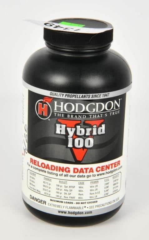 Lot 1349: 1 LB Bottle Of Hodgdon Hybrid 100 Gunpowder