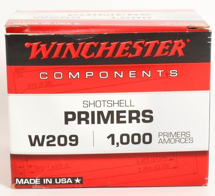 Lot 1552: 1000 Count Of Winchester W209 Shotshell Primers