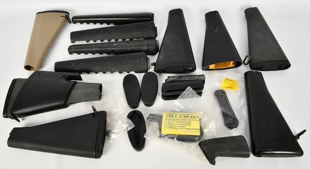Lot 1574: Large Lot of AR-15 Butt Stocks & Accessories