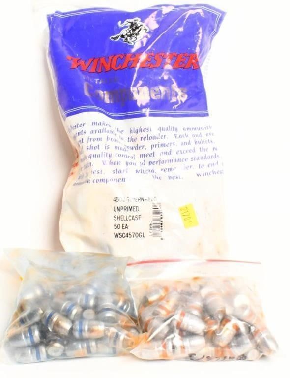 Lot 1597: .45-70 Reloading Lot New Brass and Bullets