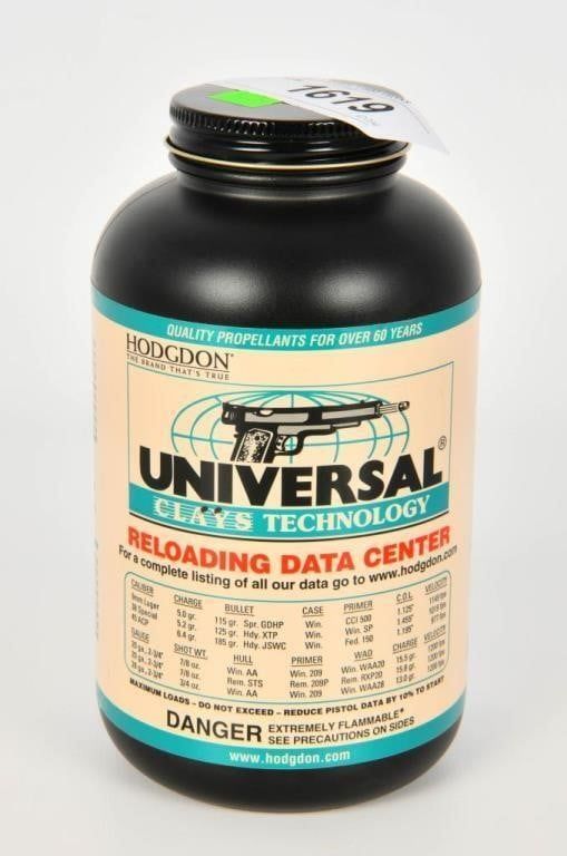 Lot 1619: 1 LB Bottle Hodgdon Universal Reloading Gun Powder