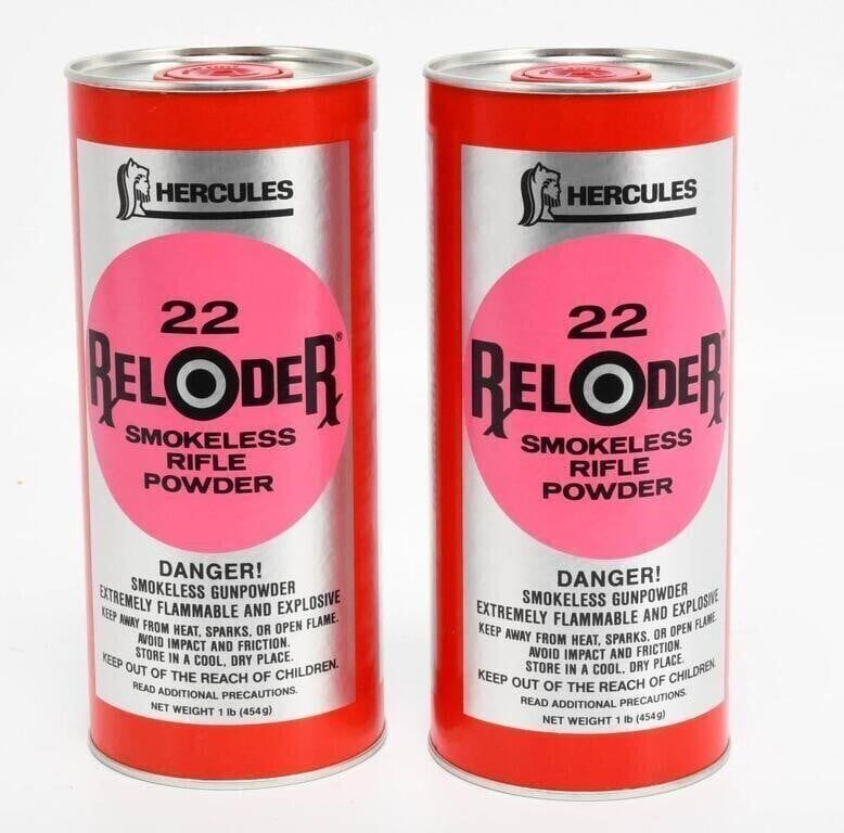 Lot 1643: 2 New Bottles Of Hercules 22 Reloader Gun Powder