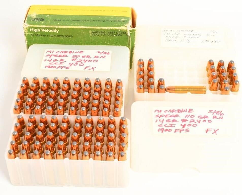 Lot 1651: approx 167 rds of .30 M1 Carbine Ammunition
