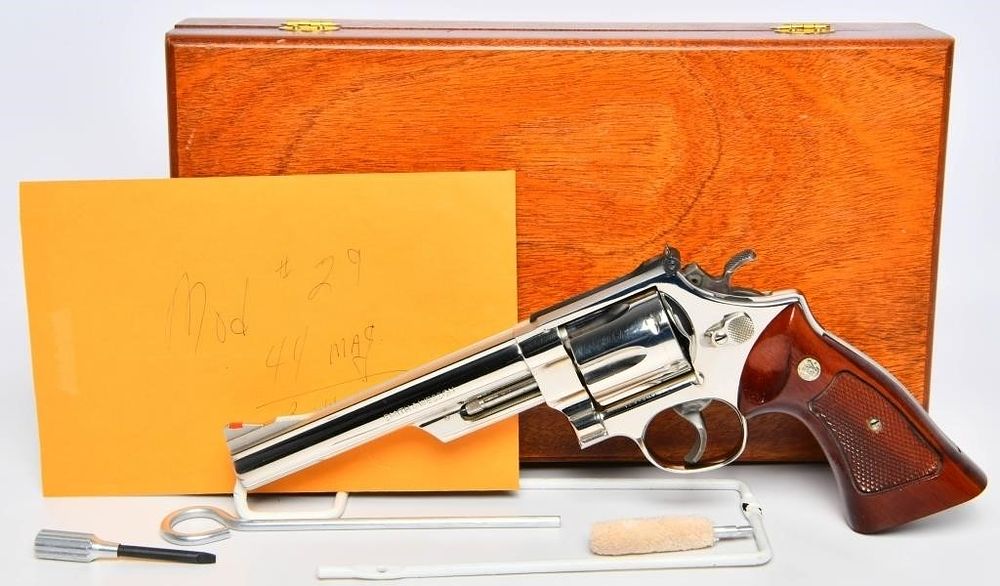 Lot 87: MINT Smith & Wesson Nickel Model 29-2 .44 Magnum