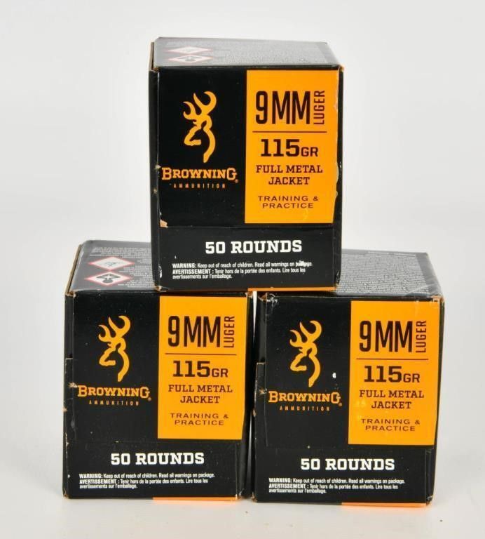 Lot 97: 150 Rounds Of Browning 9mm Luger Ammunition