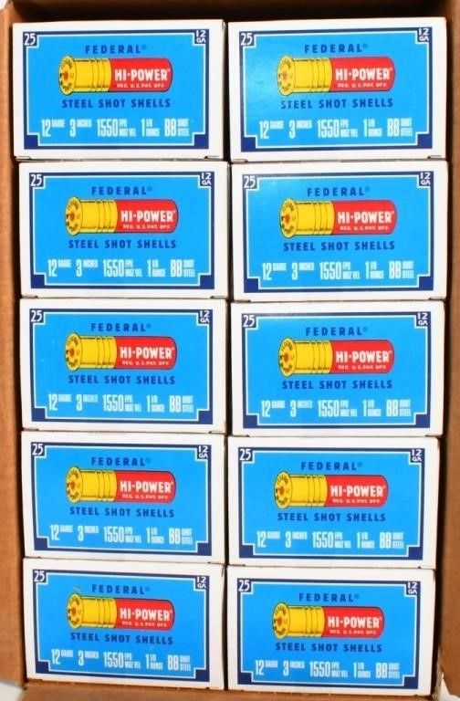 Lot 181: 250 Rounds Of Federal Hi-Power 12 Ga Shotshells