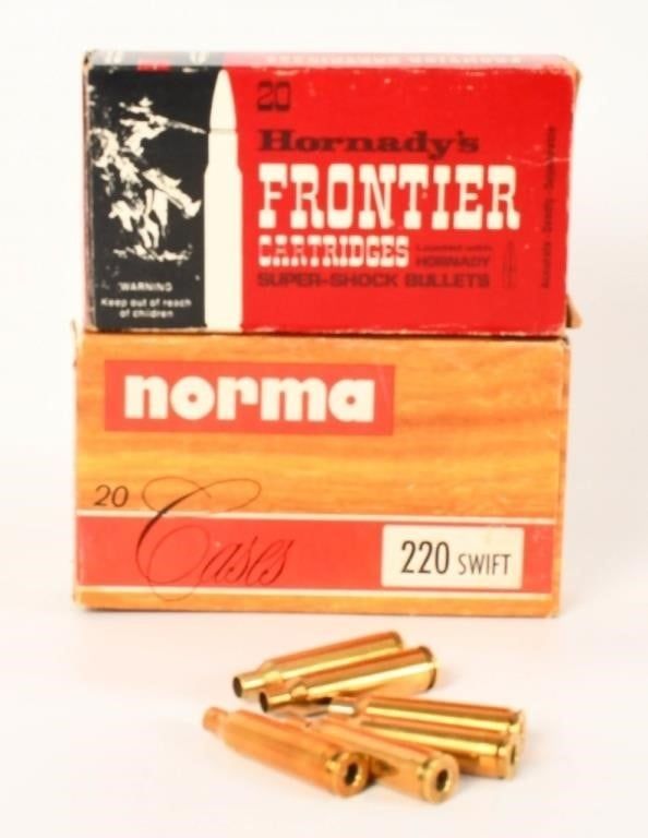Lot 187: 20 Rounds of .220 Swift & 27 Empty Brass Casings
