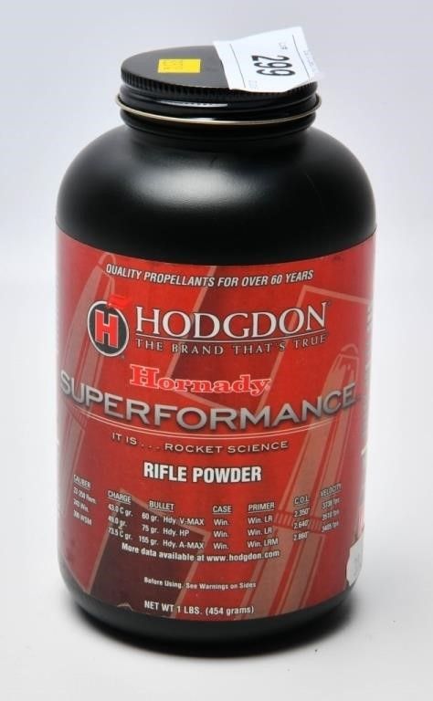 Lot 299: 1 Lb Of Hodgdon Hornady Rifle Gun Powder
