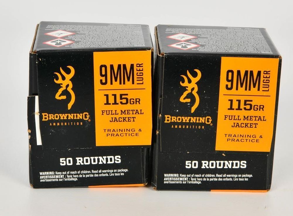 Lot 367: 100 Rounds Of Browning 9mm Luger Ammunition