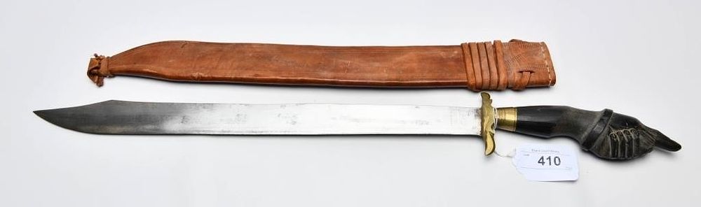 Lot 410: Philippines Negrito Bolo Knife With Leather Sheath
