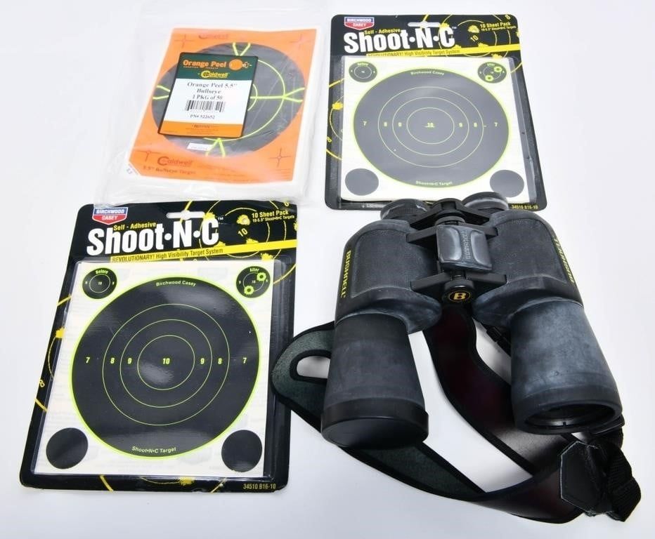 Lot 422: Bushnell 12x59 Green Binoculars & Targets