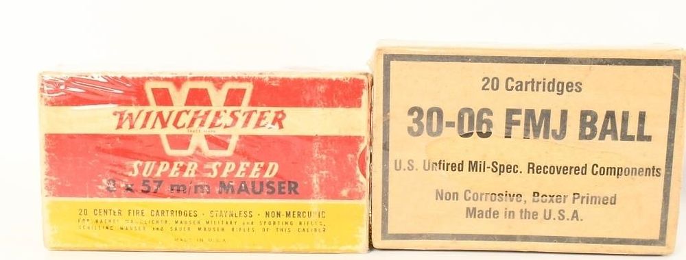 Lot 550: 1 Box Of .30-06 SPRG & 1 Box Of 8x57 Mauser Ammo