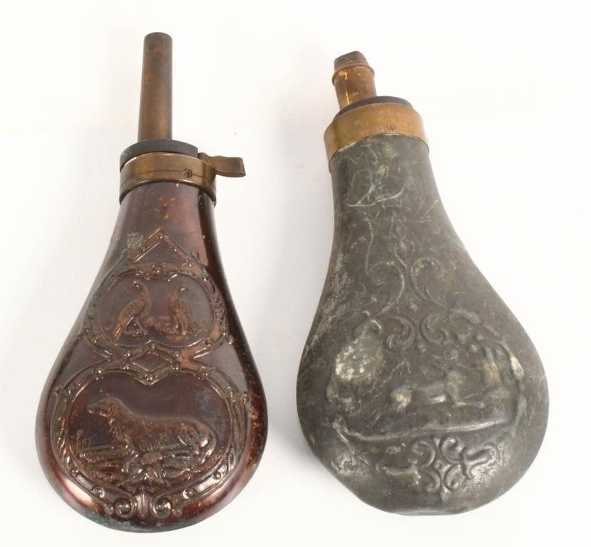 Lot 557: 2 Antique Gunpowder Flask