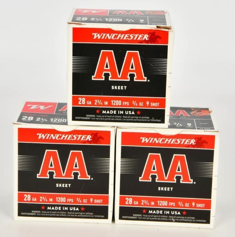 Lot 562: 75 Rounds Of Winchester AA 28 GA Shotshells