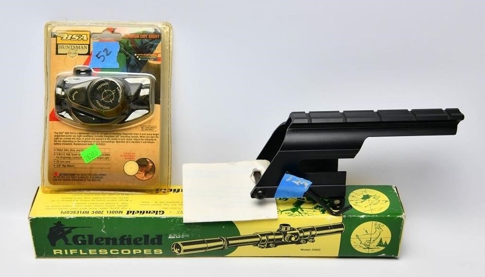 Lot 611: Glenfield Scope in box & BSA Huntsman dot sight a