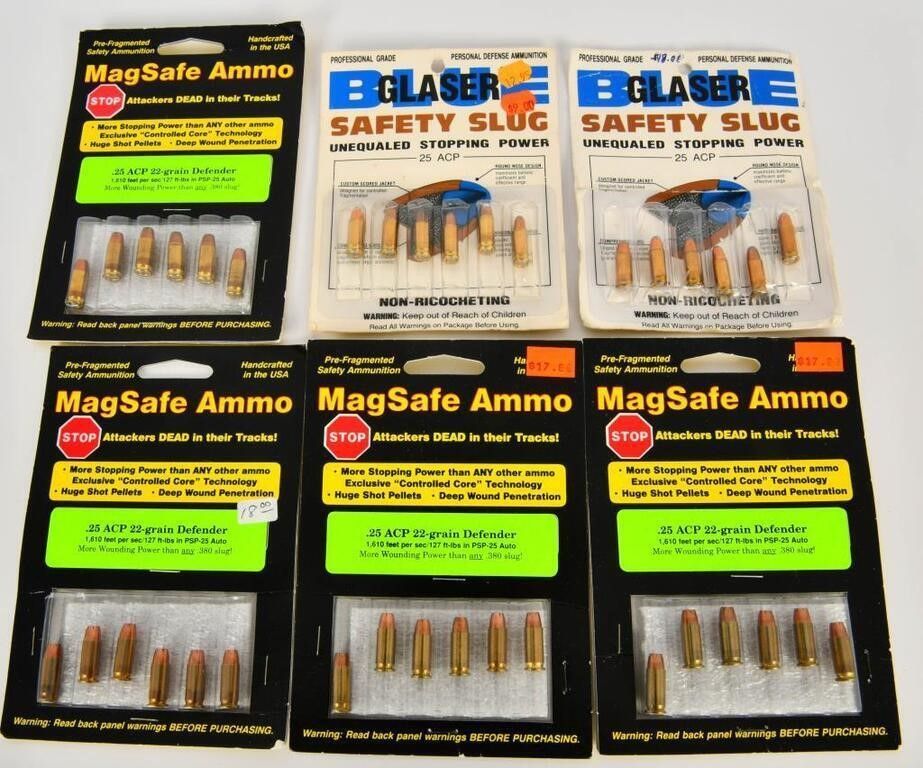 Lot 664: 36 Rounds Of .25 ACP Safety Slugs & Magsafe Ammo