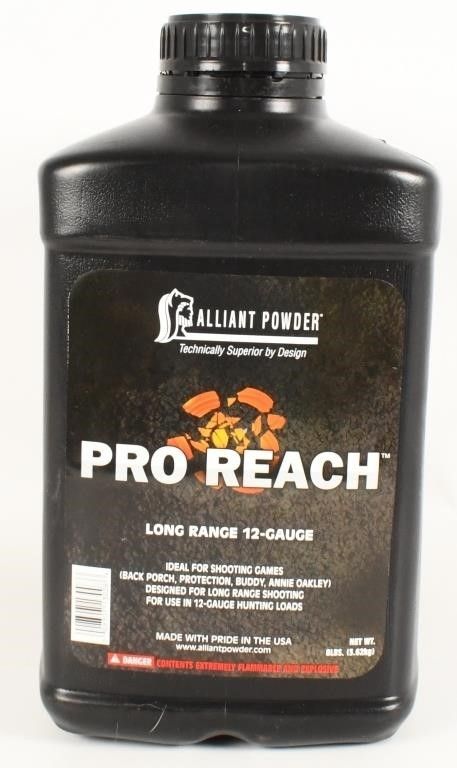 Lot 1058: 8 Lbs Of Alliant Pro Reach 12 Gauge Gun Powder
