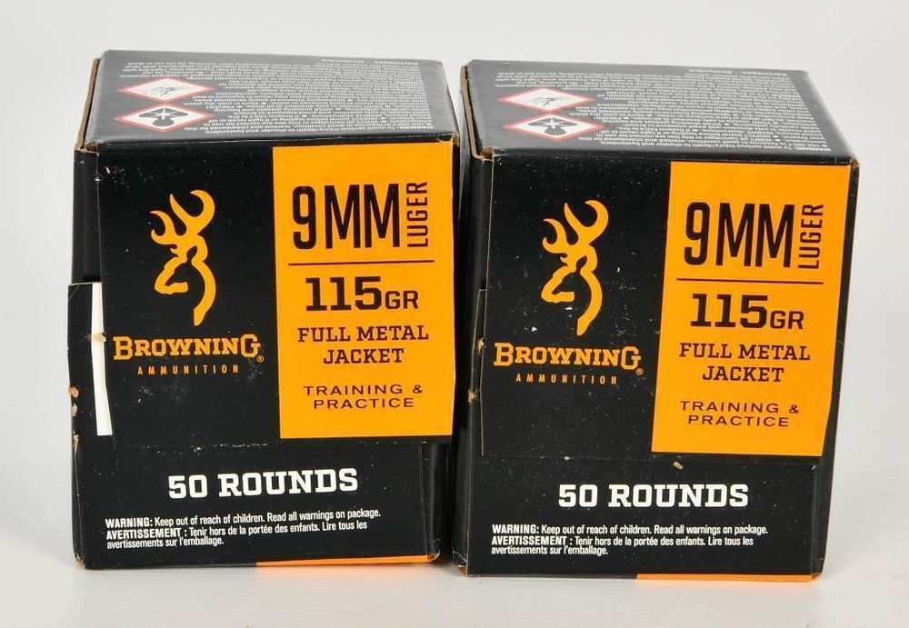 Lot 1096: 100 Rounds Of Browning 9mm Luger Ammunition