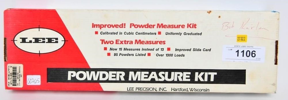 Lot 1106: Lee Precision Powder Measure Kit
