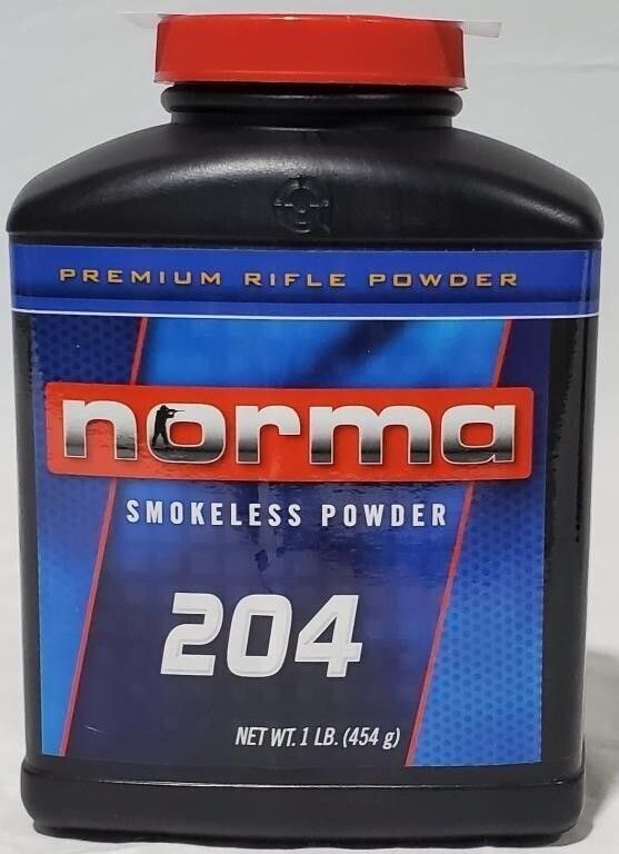 Lot 1244: New Norma 204 Smokeless Powder 1LB Bottle Norma