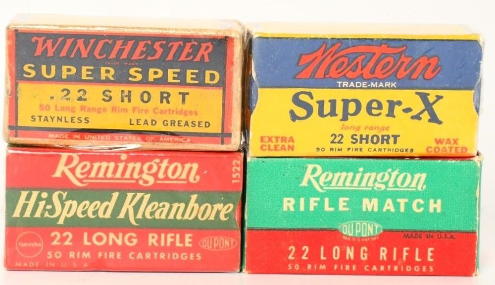 Lot 1282: 4 Collector Boxes Of .22 Short & .22 LR Ammunition