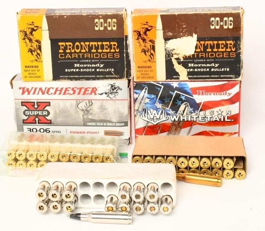 Lot 1366: 9 Rounds Of .30-06 SPRG & 77 Empty Brass Casings