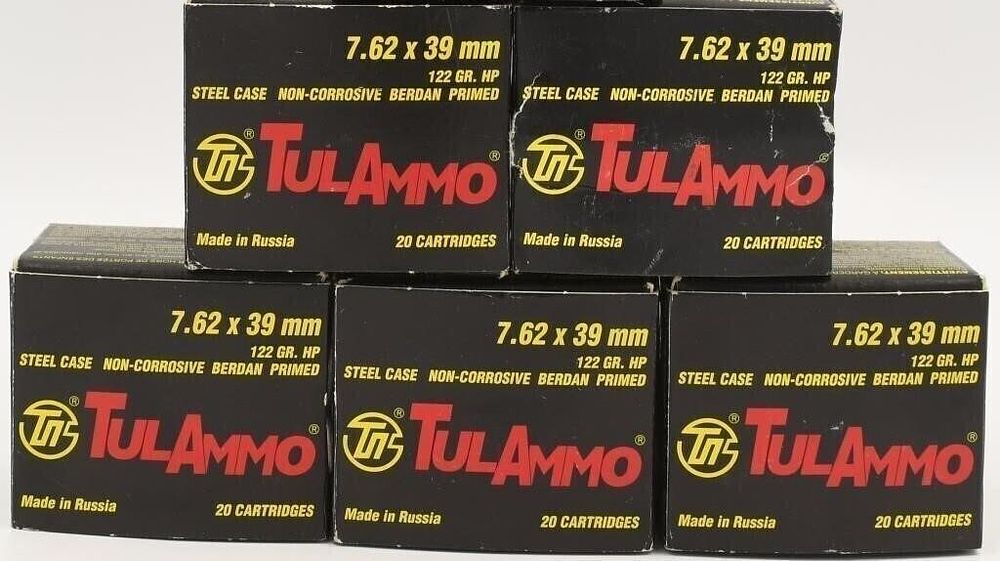 Lot 1462: 100 Rounds Of TulAmmo 7.62x39mm Ammunition