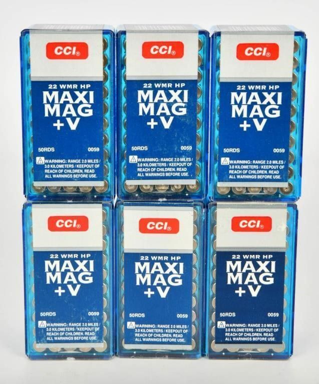 Lot 1483: 300 Rounds Of CCI Maxi Mag +V .22 WMR Ammo