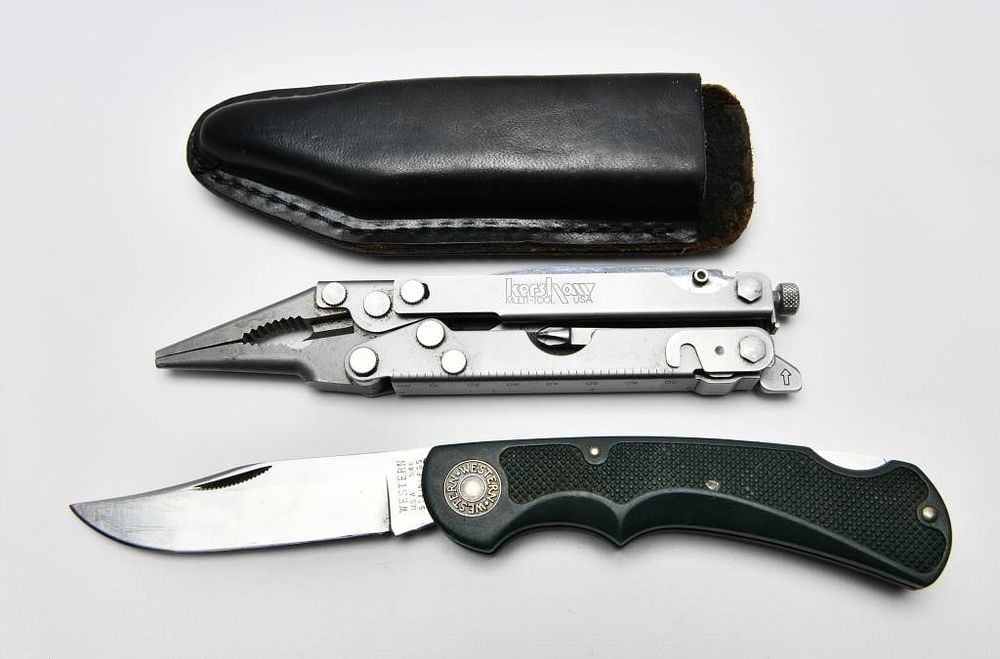 Lot 1589: Western 546 Knife & 1 Kershaw Multi-Tool