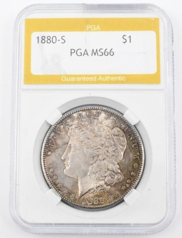 Lot 65: PGA Graded Uncirculated Morgan Silver Dollar