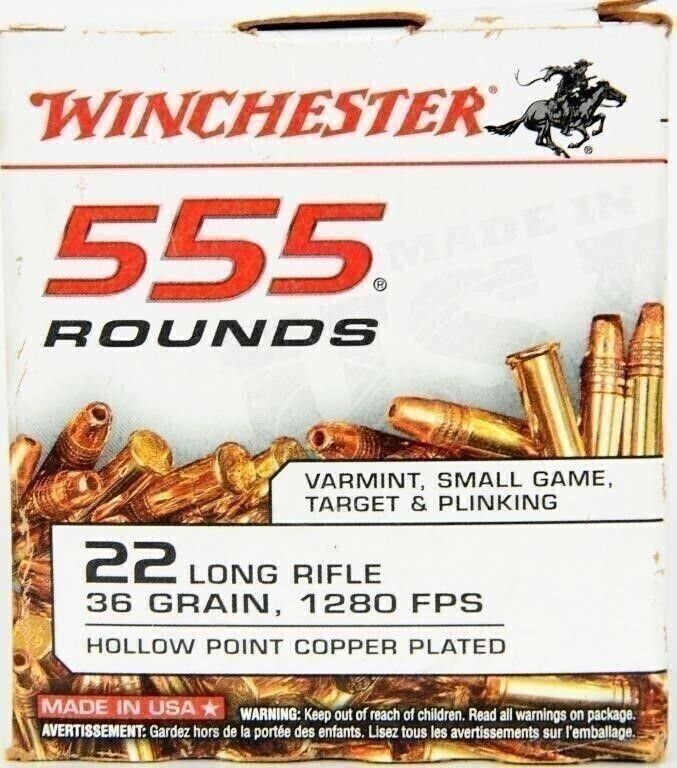 Lot 82: 555 Rounds Of Winchester .22 LR Ammunition 555...