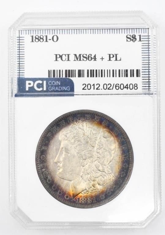 Lot 197: Uncirculated PCI Graded Morgan Silver Dollar Coin