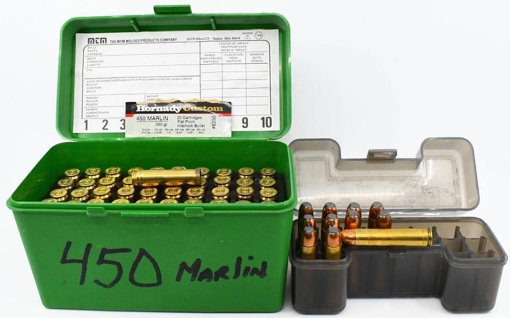 Lot 301: 11 Rds & 51 Empty Casings of .450 Marlin Ammo