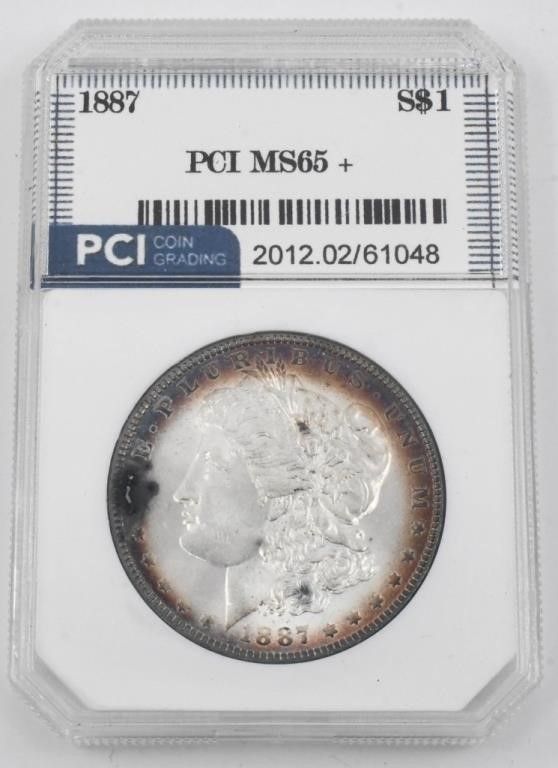 Lot 455: Uncirculated PCI Graded Morgan Silver Dollar Coin