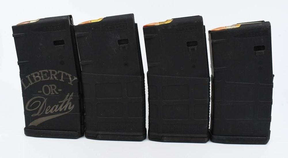 Lot 487: 65 Rds of .308 & 4 Polymer 20 Rd Magazines