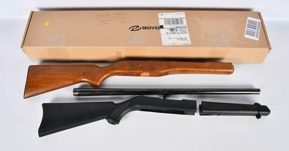 Lot 593: 2 Unknown Replacement Stocks & 1 Barrel
