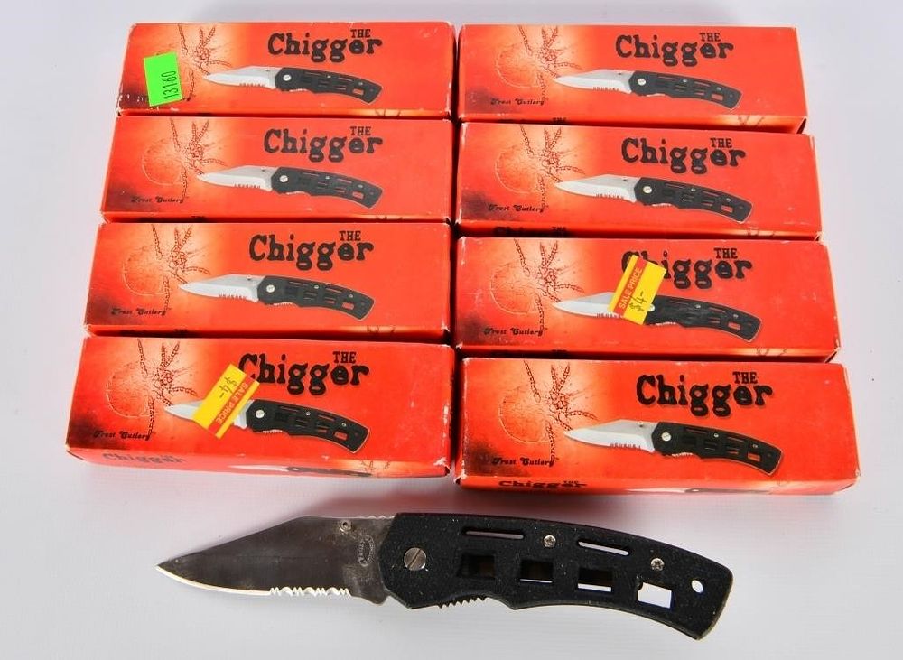 Lot 653: 8 New Frost Cutlery The Chigger Folding Knives