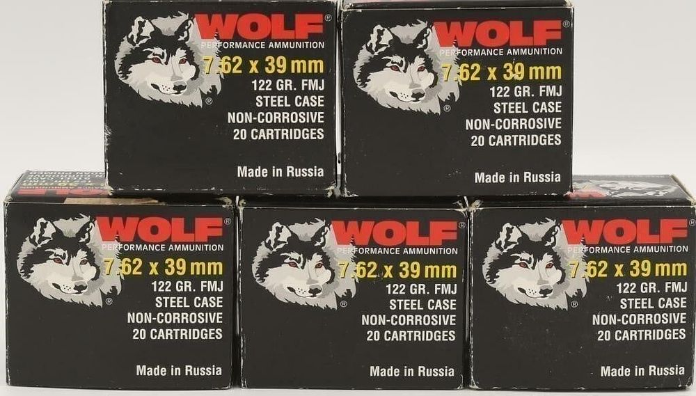 Lot 688: 100 Rounds Of Wolf 7.62x39 Ammunition
