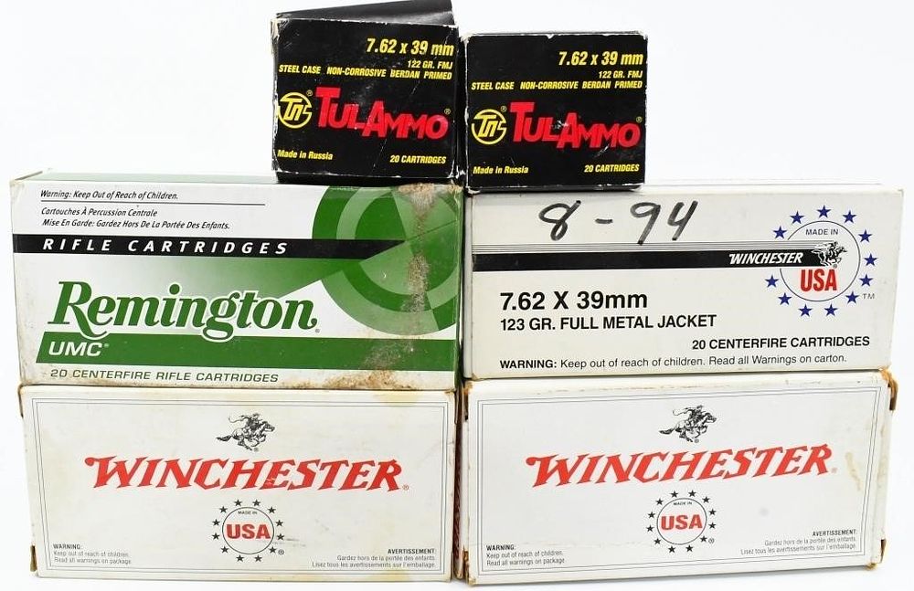 Lot 691: 40 Rds Of 7.62x39 Ammo & Empty Brass Casings