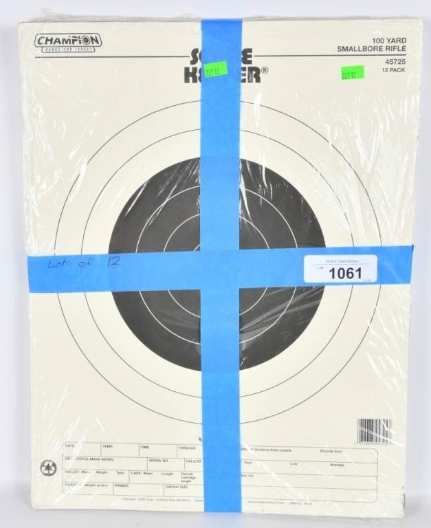 Lot 1061: 12 Pks Champion 100 YD Smallbore Paper targets
