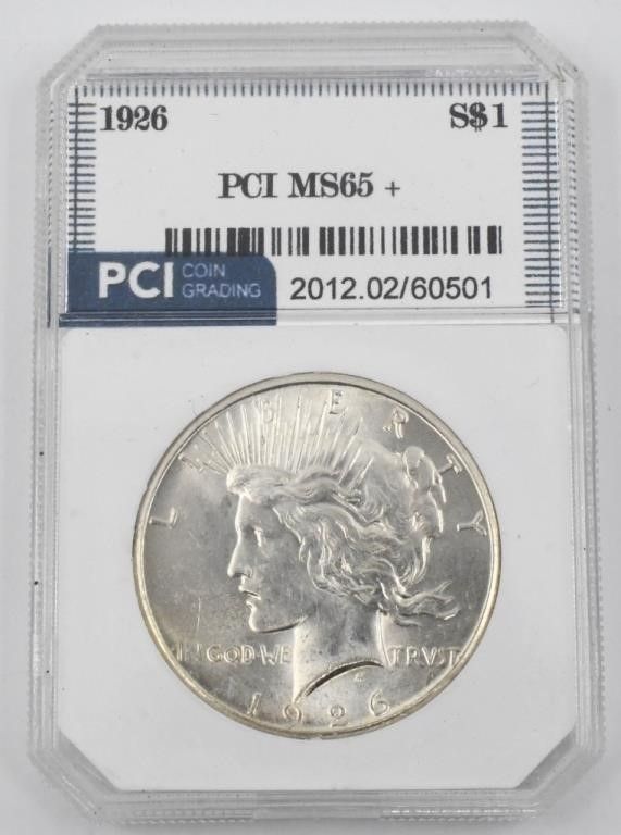 Lot 1064: Uncirculated PCI Graded Silver Peace Dollar Coin
