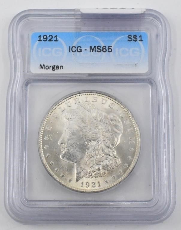 Lot 1094: Uncirculated ICG Graded Morgan Silver Dollars