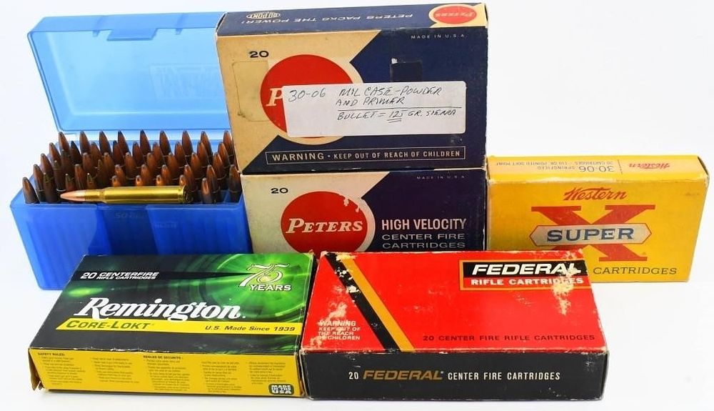 Lot 1099: 150 Rounds Of Reman .30-06 SPRG Ammunition