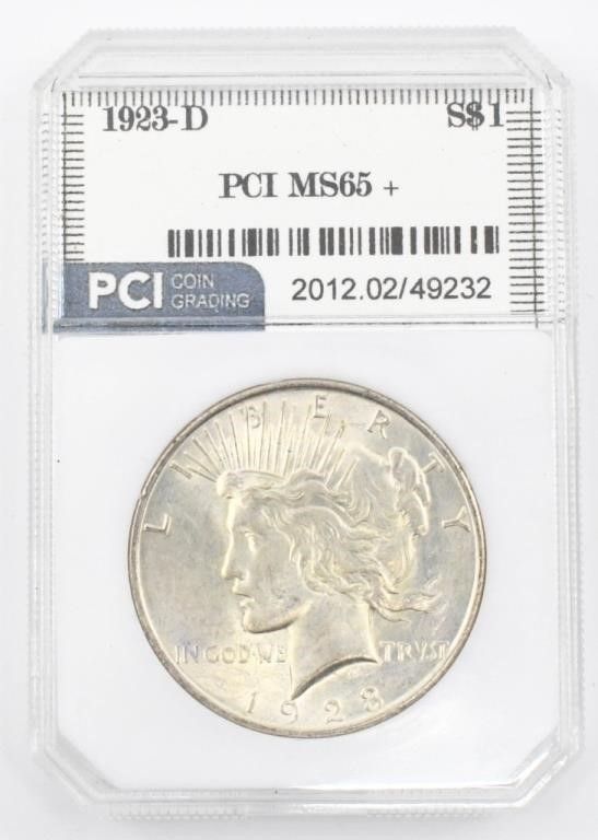 Lot 1154: Uncirculated PCI Graded Silver Peace Dollar Coin