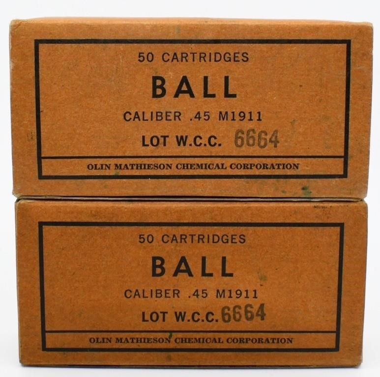 Lot 1162: 100 Rounds Of Ball M1911 .45 ACP Ammunition