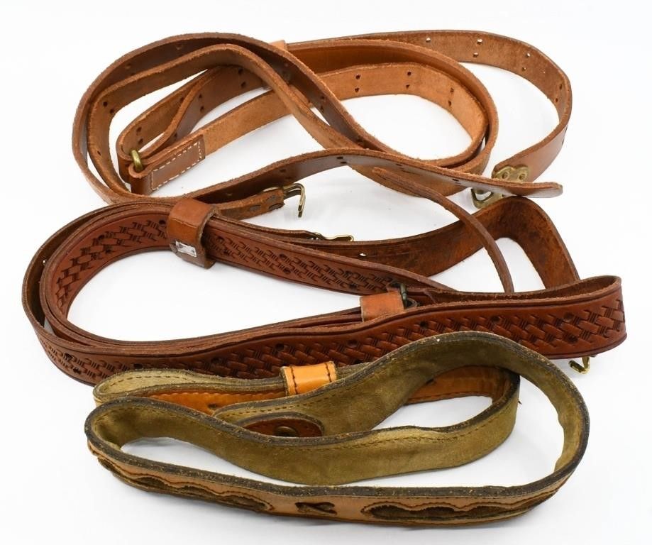 Lot 1196: Lot of Three Leather Rifle Slings