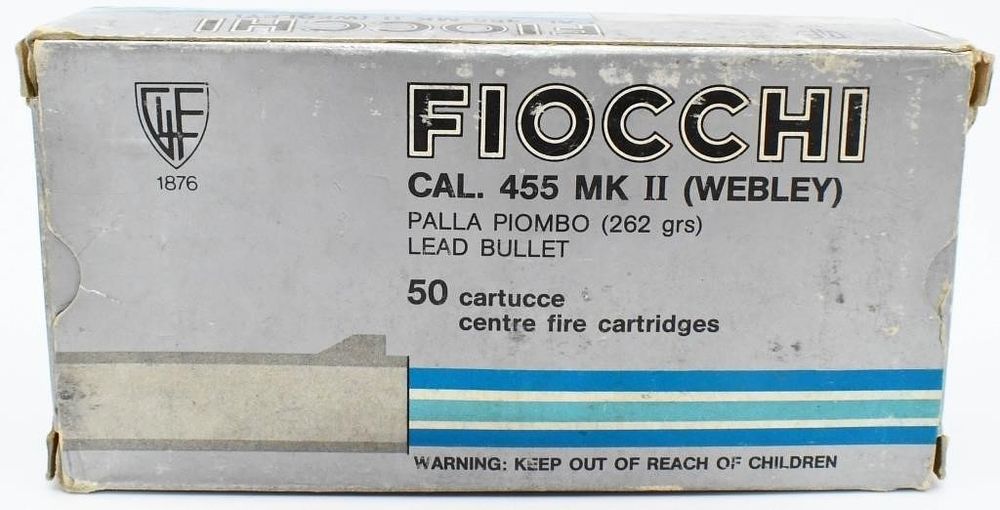 Lot 1198: 26 Rounds Of Fiocchi .455 MK II Webley Ammo
