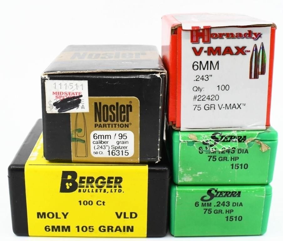 Lot 1264: Approx 450 Count Of 6mm Reloading Bullet Tips