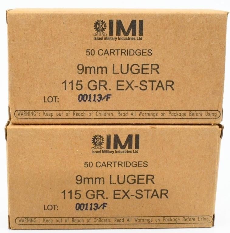 Lot 1270: 100 Rounds of IMI 9mm Luger Ammunition