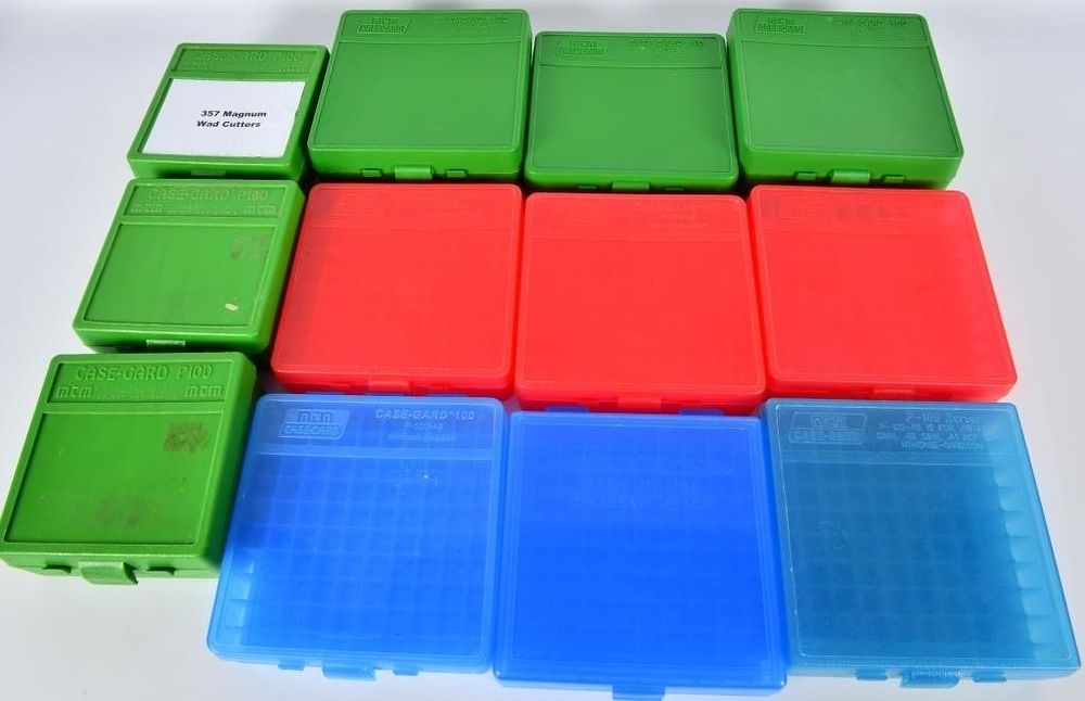 Lot 1313: 12 Various Size Plastic Ammo Storage Containers
